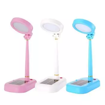 Солнечная настольная лампа и комплект вентиляторов, беспроводная настольная лампа, перезаряжаемая через USB, светодиодная лампа для чтения, 3 цвета света, вращающаяся на 360 градусов для спальни A