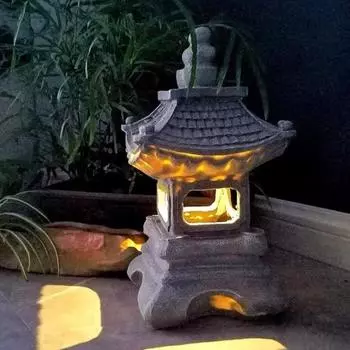 Солнечная пагода, садовая статуя, полимерный фонарь, солнечная пагода, скульптура, дзен, пейзажный декор, уличное украшение для двора, патио, лужайки