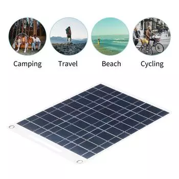 Солнечная панель 13 Вт, 5 В с двойным портом USB, 2 шт., карабин, поликристаллический кремниевый солнечный элемент для улицы чёрный