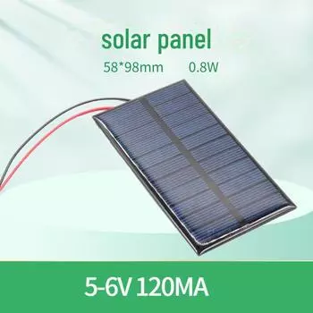 Солнечная панель 58x98 мм 5 В 120 мА с проводами для пульта дистанционного управления игрушечной машинкой, эпоксидная плата. Khaki Heart