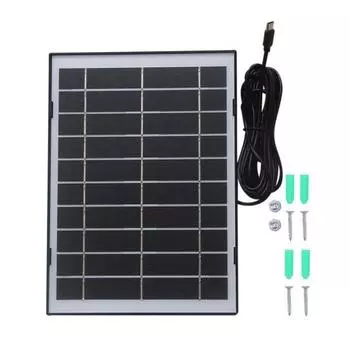 Солнечная панель 8 Вт Высокоэффективный выход IP65 Водонепроницаемый Источник питания для камеры видеонаблюдения Монокристаллическая кремниевая солнечная панель type-c чёрный