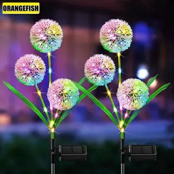 Солнечная подключаемая лампа в виде одуванчика, уличная водонепроницаемая светящаяся имитация трехглавого зеленого лука, садовая лампа для украшения сада, газона