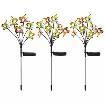 Солнечная покачивающаяся бабочка освещает 600мАч IP65 водонепроницаемый декор дорожки двора на открытом воздухе 1pc 6led warm light