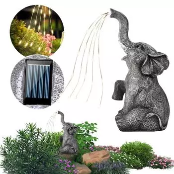 Солнечная садовая фигурка слона со светодиодными гирляндами. Украшение в виде слона для украшения двора, патио и дорожек. Подарки на новоселье. серый