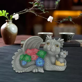 Солнечная садовая статуя дракона, забавные подарки на день рождения для женщин, уличный декор, милая смола