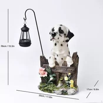 Солнечная садовая статуя, скульптура животного, фигурка собаки, смоляное украшение для двора, украшение для газона для заднего двора Speckled