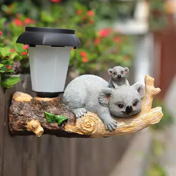 Солнечная садовая статуя, скульптура животного, уличная фигурка, украшение для двора на заднем дворе Koalas