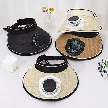 Солнечная шляпа-веер, регулируемая летняя шляпа с защитой от ультрафиолета для взрослых, перезаряжаемая дышащая женская шляпа с широкими полями и козырьком от солнца коричневый