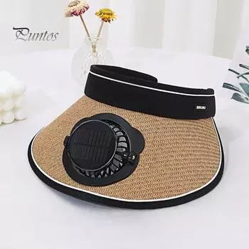 Солнечная шляпа-веер, регулируемая летняя шляпа с защитой от ультрафиолета для взрослых, перезаряжаемая дышащая женская шляпа с широкими полями и козырьком от солнца A коричневый