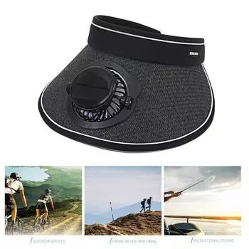 Солнечная шляпа-веер, регулируемая летняя шляпа с защитой от ультрафиолета для взрослых, перезаряжаемая дышащая женская шляпа с широкими полями и козырьком от солнца A коричневый
