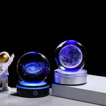 Солнечная система 3d хрустальный шар Хрустальный глобус Лазерная резка Хрустальный шар с шаровой подставкой Декоративные сферы планет Галактика Подарок на день рождения Украшения Black Base