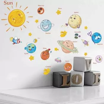 Солнечная система мультфильм настенная наклейка для детей 1pcs