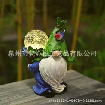 Солнечная смоляная статуя, украшения, гномья статуя, гномьи украшения, уличный двор, сад, газон, лампа A