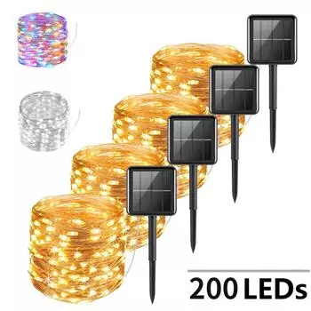 Солнечная светодиодная фея, уличный гирлянда, светодиодные водонепроницаемые гирлянды, рождественская вечеринка, садовая солнечная лампа, декор Warm-7M 50LED