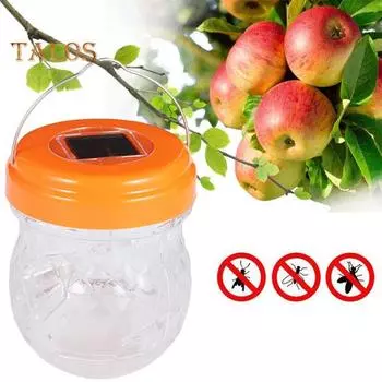 Солнечная светодиодная ловушка для пчел-ос, подвесная уличная ловушка с интеллектуальными светоиндуцированными светодиодными бусинами, водонепроницаемый фиолетовый свет, приманка для ос для патио, двора, сада жёлтый