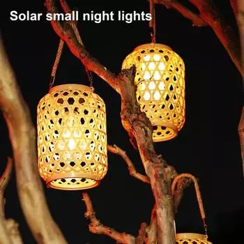Солнечная тканая лампа Мягкое освещение IP65 Водонепроницаемый Автоматическое включение/выключение Перезаряжаемый Простота установки Бамбуковый подвесной солнечный светильник Садовый декор B