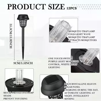Солнечная убийца комаров с 2 режимами освещения, уличный водонепроницаемый светодиодный светильник, ловушка от комаров, лампы для сада, лужайки, кемпинга
