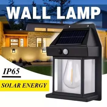 Солнечная вольфрамовая лампа накаливания с индукцией человеческого тела, 3 режима, уличный садовый светильник, подвесной настенный светильник, атмосферная лампа, водонепроницаемая B-1LED