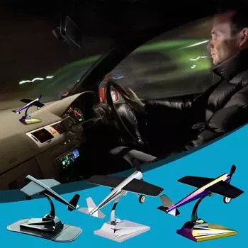 Солнечная вращающаяся модель самолета, украшение автомобиля, креативный подарочный автомобиль чёрный