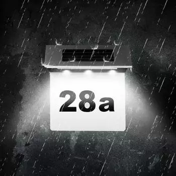 Солнечная вывеска с номером адреса, светодиодная солнечная лампа с номером дома, с индукционным домашним освещением с управлением светом, водонепроницаемость IP65 белый