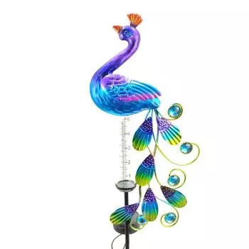 Солнечная железная павлинья дождемер торшер Павлин дождемер солнечные фонари торшеры сад газон декор наружный свет