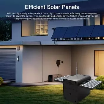 Солнечное аварийное FM-радио Многофункциональное BT-динамик с поддержкой TF-карты/U-диска для кемпинга на открытом воздухе чёрный