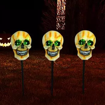 Солнечное освещение двора заземления Открытый Хэллоуин украшения One Size белый