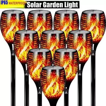 Солнечное пламя, фонарик, мигающий свет, водонепроницаемое украшение для сада, уличный газон, дорожка, двор, напольный светильник 12LED-1Pcs