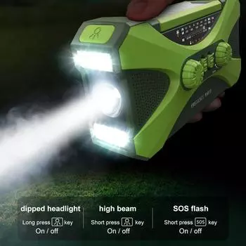 Солнечное радио, ручное перезаряжаемое аварийное радио с AMFM портативным фонариком, многофункциональное