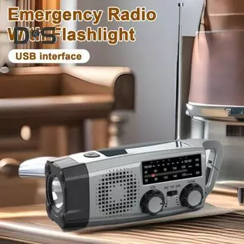 Солнечное радио с фонариком SOS сигнал тревоги многоцелевое перезаряжаемое портативное аварийное радио с ручкой AM/FM радио синий/серый