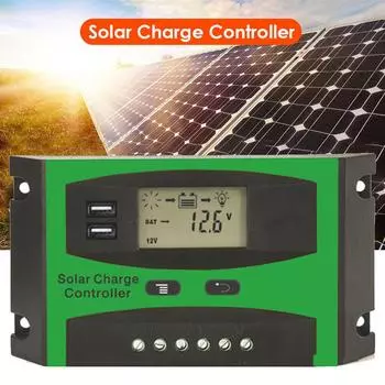 Солнечное зарядное устройство 12 В/24 В, черный, зеленый, контроллер заряда, ЖК-экран
