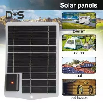 Солнечное зарядное устройство с высокой эффективностью, выходом USB, водонепроницаемое, быстрая зарядка, надежное многофункциональное зарядное устройство для нескольких устройств чёрный