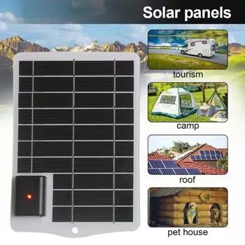 Солнечное зарядное устройство с высокой эффективностью, выходом USB, водонепроницаемое, быстрая зарядка, надежное многофункциональное зарядное устройство для нескольких устройств чёрный