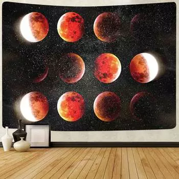 Солнечное затмение, звезда, настенный гобелен, гобелен с мандалой, черно-белый геометрический гобелен, украшение для спальни, комнаты, дома 100X75CM