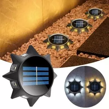 Солнечное заземление, ландшафтное освещение, высокая яркость, автоматическая зарядка, водонепроницаемость, простота установки, скрытая лампа, садовый светильник Warm light