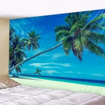 Солнечное зеленое дерево с пляжным принтом, настенный гобелен, настенный гобелен в стиле хиппи, гобелен в стиле бохо, мандала, фон, аксессуары для украшения стен 75x75cm30x30inch