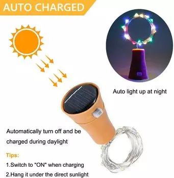 Солнечные 10LED 15LED 20LED лампы для бутылок вина пробковая форма гирлянда рождественская гирлянда медная проволока украшение для дома лампа 10LEDS 1m зелёный