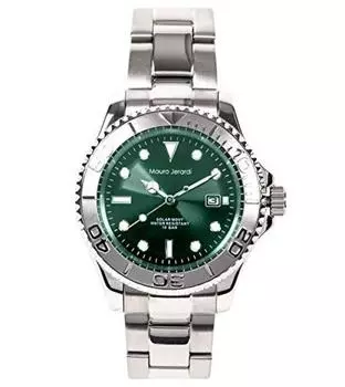 Солнечные 3-х стрелочные часы с датой, водонепроницаемость 10 АТМ, серебристые [Mauro Geraldi] MJ061-4 мужские