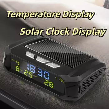 Солнечные автомобильные цифровые часы с ЖК-дисплеем времени и даты, температурный дисплей для наружного украшения личного автомобиля