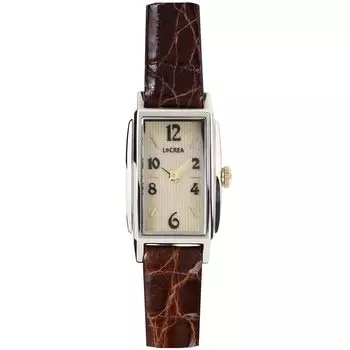Солнечные часы LeClair из натуральной кожи крокодила, Япония [LCREA], женские (ПРЯМОУГОЛЬНИК/Серебро, Пояс/LC2002-SSCBR)
