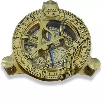 Морские солнечные часы из латуни 10,16 см с компасом в стиле часов
