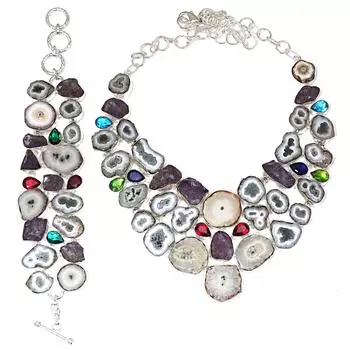 Солнечные друзы, черные друзы гранатовые ювелирные изделия ожерелья браслеты 18-20