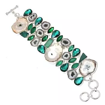 Солнечные друзы, зеленые друзы изумрудные драгоценные камни ювелирные браслеты 7-8