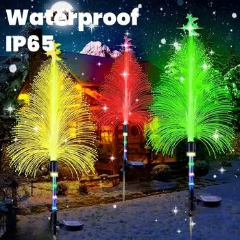 Солнечные елочные огни, водонепроницаемые солнечные рождественские огни IP65, 7 меняющих цвет солнечных елочных огней, украшения для Рождества 2Pack