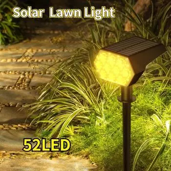 Солнечные фонари для улицы, водонепроницаемые, 52 светодиода, 3 режима освещения, на солнечной энергии, для сада, двора, точечный светильник для наружного ландшафтного декора 1pc-white light