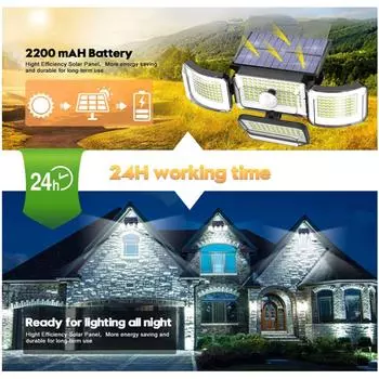 Солнечные фонари на открытом воздухе с 3 режимами датчика движения, супер яркий настенный светильник IP65, водонепроницаемый уличный светильник для сада, двора, дорожки, гаража
