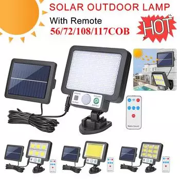 Солнечные фонари, уличный садовый настенный светильник с датчиком движения, IP65, водонепроницаемые энергосберегающие лампы для наружного двора, уличного крыльца 72COB