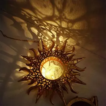 Солнечные фонари, водонепроницаемые, садовые украшения, подвесные эоловые колокольчики, солнечная лампа с луной, звездой, формой солнца для вечеринки, фестиваля