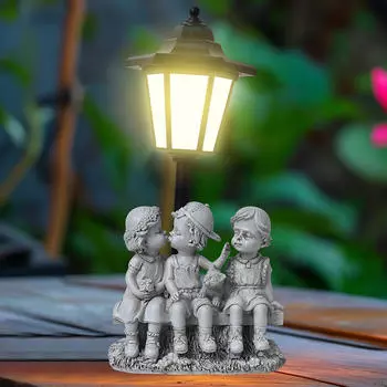 Солнечные фонарики садовая статуя шестиугольная лампа коллекционные декоративные поделки декор смоляной орнамент