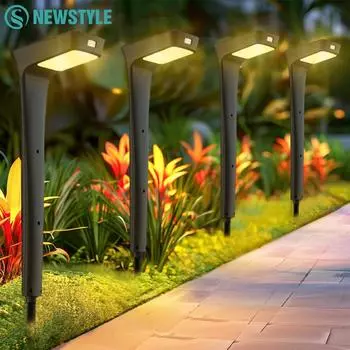 Солнечные газонные светильники, наружные яркие солнечные светильники для дорожек, водонепроницаемые светильники для ландшафта, теплый и холодный режим, водонепроницаемые светильники для подъездной дороги к саду 1pc